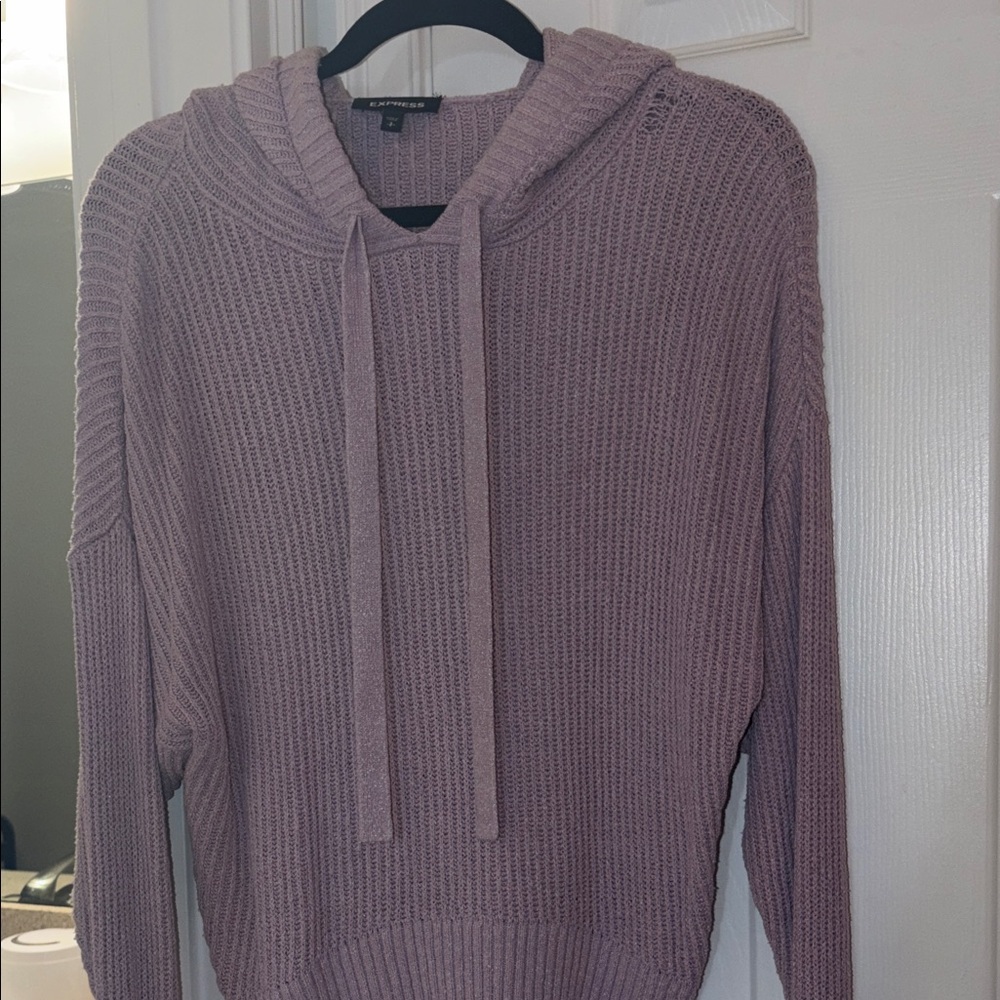 Express Women's hooded crochet Sweater in light purple